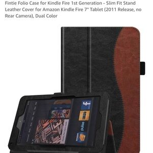 Black and Brown Folio Case for Kindle Fire 7” Tablet-Slim Fit Stand NWT